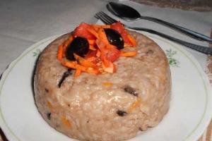 Ризотто с красным вином и оливками 