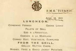 Меню из «Титаника» было продано почти за 100 тысяч долларов
