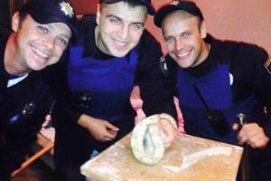 Киевские полицейские ловили удава, который пробрался в квартиру