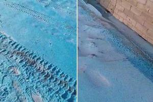 На улицах Челябинска лежит синий снег и лазурный лед 