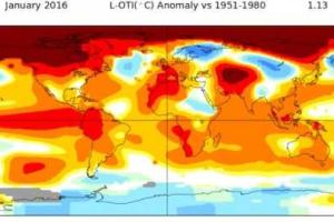 Январь 2016 года стал самым теплым за последние 135 лет