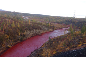 "Кровавая" река в российском городе шокировала интернет-пользователей 