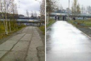 В Питере местные власти, вместо ремонта дороги, решили ее отфотошопить