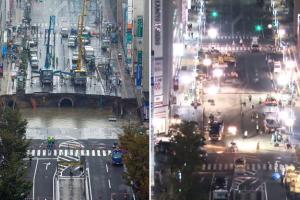 В Японии за 48 часов отремонтировали дорогу после серьезного обвала, появилось видео