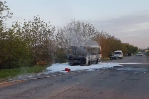 Под Кривым Рогом сгорел пассажирский автобус