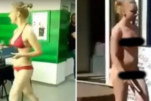"Так после кредитов в ПриватБанке ходят!": сеть рвет видео с голой девушкой возле банка в Борисполе 18+