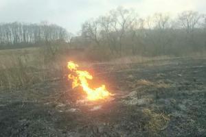 На Тернопольщине из-за сжигания сухой травы загорелся газопровод