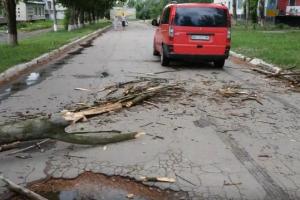 Видеофакт: Во время дождя в Лисичанске лучше надеть каску