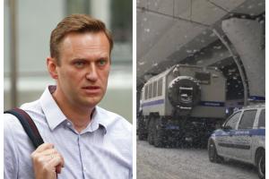 Навальный летит в Москву: в аэропорт стянули ОМОН и пригнали автозаки