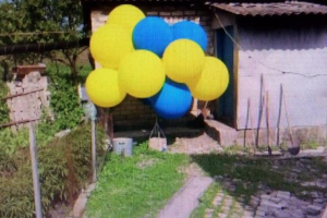 На подвір'я мешканки Луганщини залетів підозрілий коробок на повітряних кулях