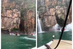 В Бразилии на туристов обрушилась скала, много погибших и раненых: момент попал на видео