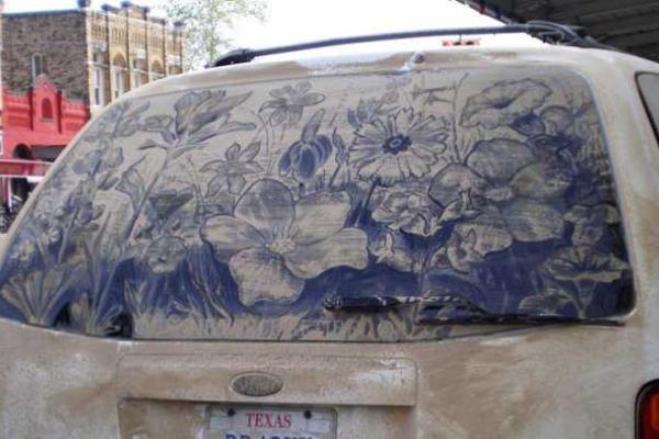 Картины художника, который рисует на грязных автомобилях Картины художника, который рисует на грязных автомобилях