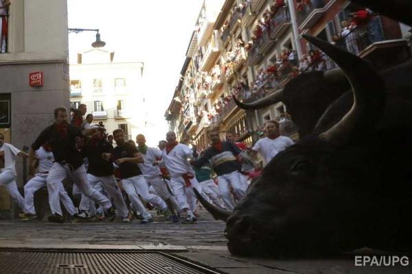 Фоторепортаж: забег с быками на фестивале в Испании Фоторепортаж: забег с быками на фестивале в Испании