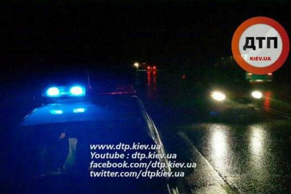 В Киеве "Volkswagen" на скорости сбил дерево и столб, вылетел в кювет и опрокинулся