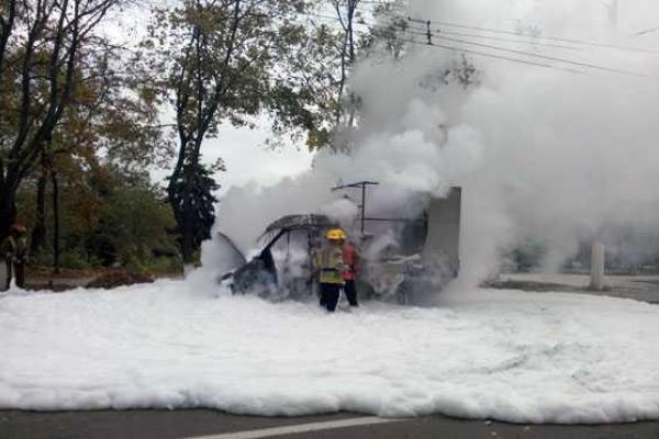 В Мариуполе спасатели тушили загоревшуюся во время движения "Газель" В Мариуполе спасатели тушили загоревшуюся во время движения "Газель"