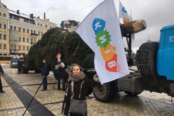 В Киеве на Софийской площади установили главную елку страны