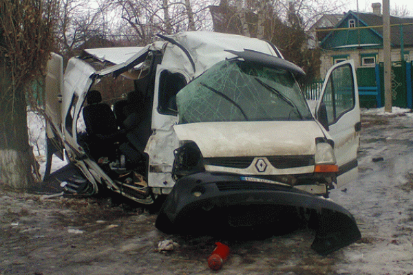 На Луганщине микроавтобус "Renault Master" слетел с трассы и врезался в дерево: пострадало 10 человек
