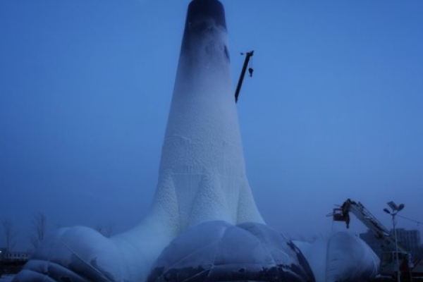 В Китае студенты соорудили ледяную башню высотой более 30 метров