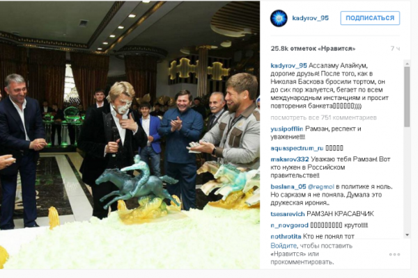 Кадыров выложил в Сеть фото с позором Николая Баскова