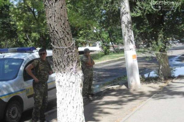 Мариуполец устроил одиночный пикет против сломанной ветки, висящей на проводах