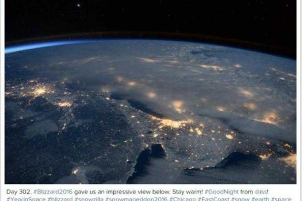 Опубликовано фото снежной бури в США с борта МКС Опубликовано фото снежной бури в США с борта МКС