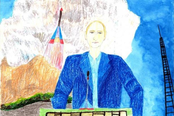"Культ личности": В России устроили "предвыборный" конкурс рисунков о Путине
