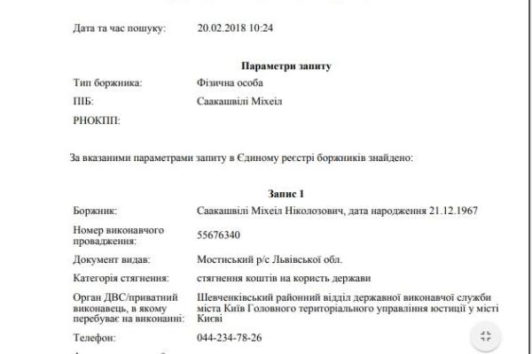 Саакашвили попал в реестр должников: скандальный политик должен «огромную» сумму Саакашвили попал в реестр должников: скандальный политик должен «огромную» сумму